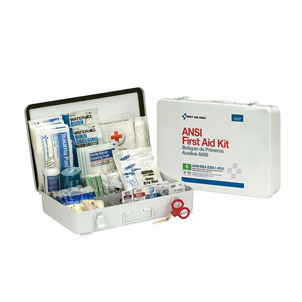 50-Person ANSI B Weatherproof First Aid Kit, Metal, 1/Each