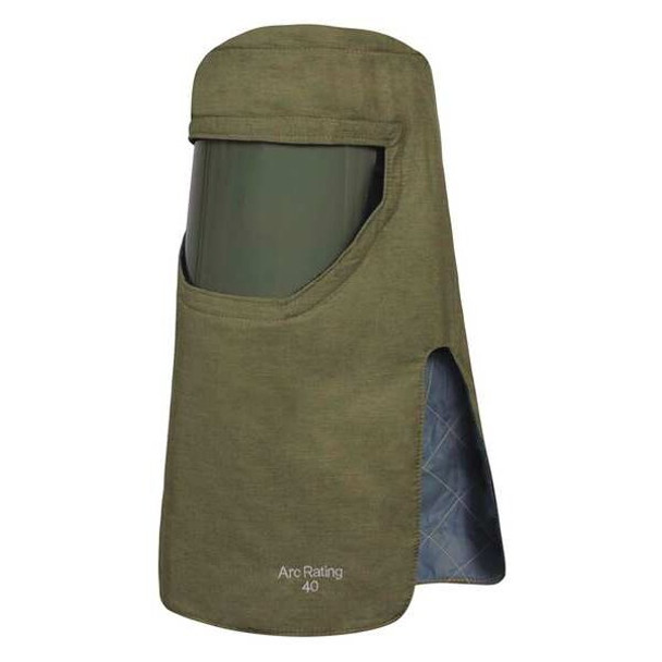Arc Flash Hood, 4 PPE CAT, 40 cal/sq cm, Green, Universal