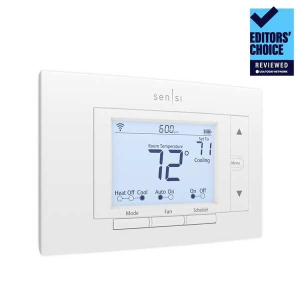 WiFi Thermostat, 7 Programs, 4 H, 2 C, Wall Mount, Hardwired/Battery, 24VAC