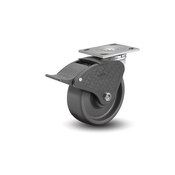 5" X 2" Non-Marking Elastomer Swivel Caster, Total Lock Brake, Loads Up To 1000