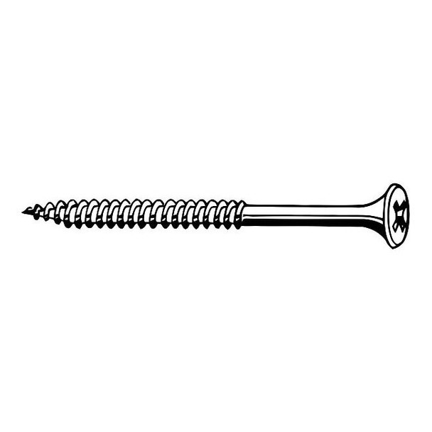 Drywall Screw, #6 x 1-1/8 in, Steel, Flat Head Phillips Drive, 500 PK