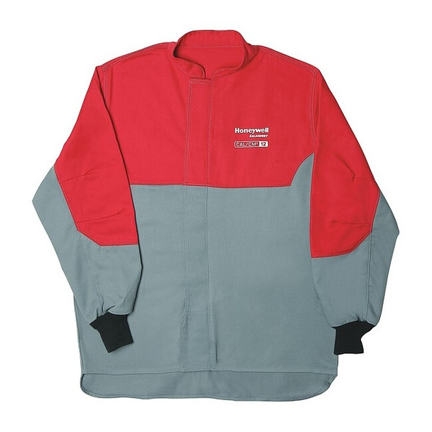 Arc Flash Coat, 12 cal/sq cm ATPV, 2XL, 9 oz Cotton/Nylon, Zipper Closure