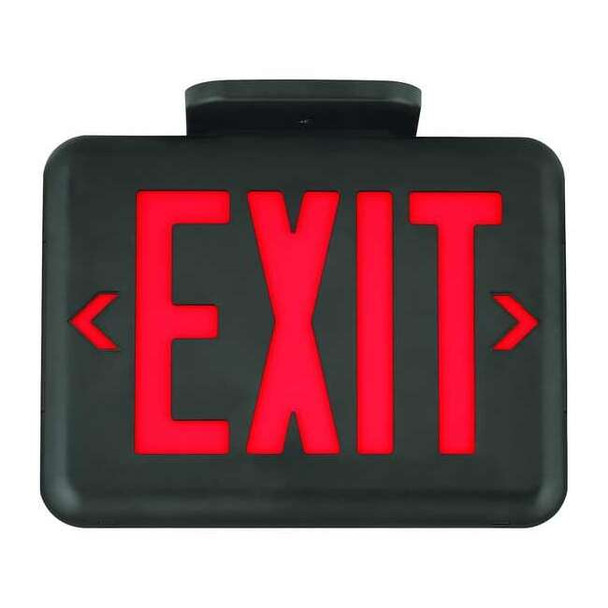 Exit Sign, Black, 1 or 2 Face(s), LED, Universal Mount, Not Battery Powered