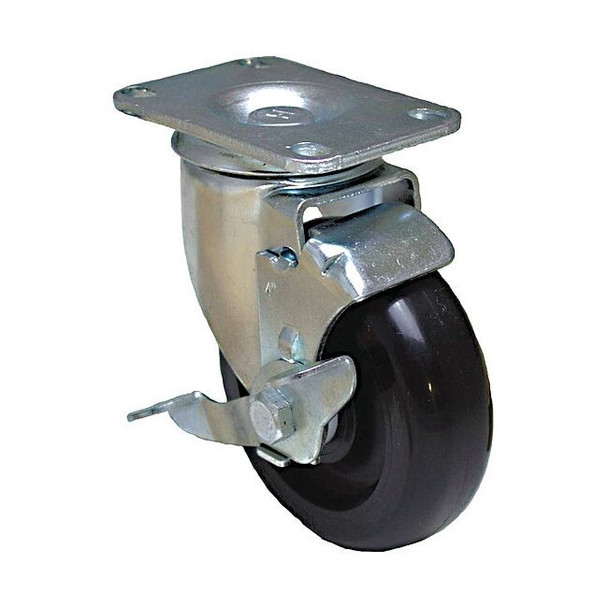 NSF-Listed Plate Caster,275 lb. Ld Rating,Bk Wheel
