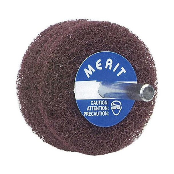 Merit Non-Woven Disc Wheel, 3 in Dia, 1/2 in W, 1/4 in Arbor Hole 08834131496
