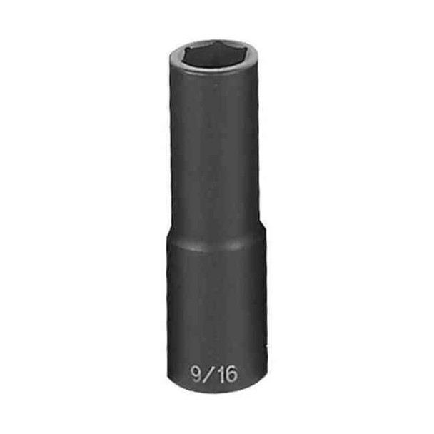 Grey Pneumatic 1/2" Drive Impact Socket Chrome plated, 9/16",1/2"D,6pt.,D 2018D