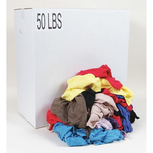 Recycled Cotton T-shirt Cloth Rag 50 lb. Varies Sizes, Assorted Colors