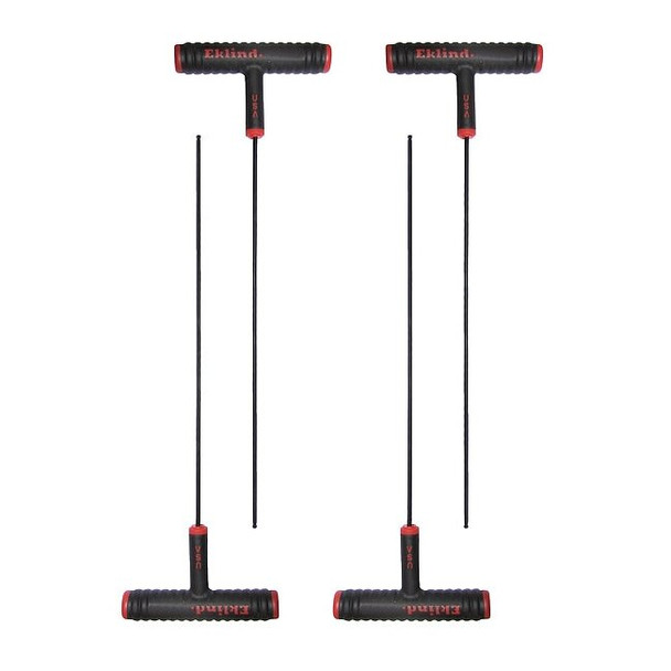SAE Plain Ball Hex Key Hex Key, 3/16" Tip Size, 9 in Long, 4 in Short, 4 PK