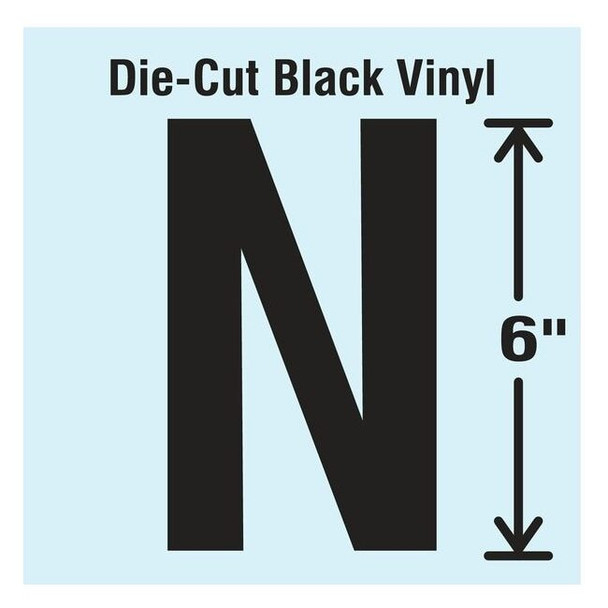 Stranco Letter Label, Vinyl, 6 in H, 3-1/2 in W DBV-SINGLE-6-N