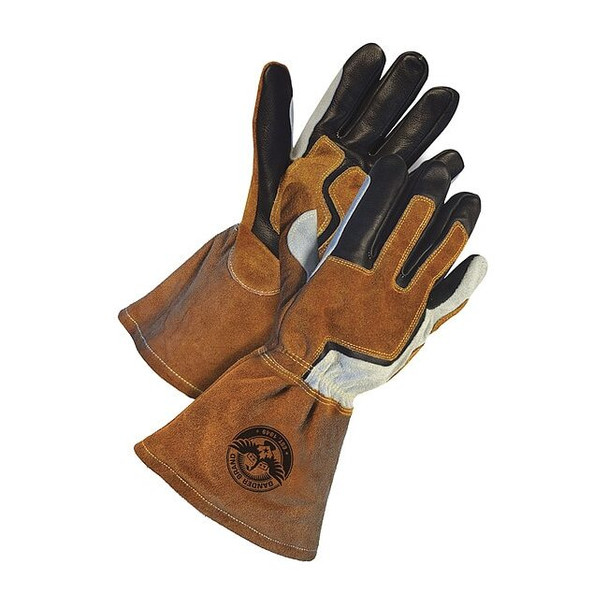 60-9-1942 Welding Gloves, Gauntlet Cuff, Wing Thumb, Premium Cowhide, S, 1 PR