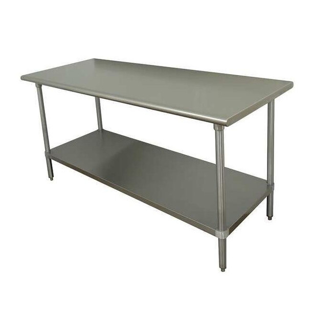 Flat Top Work Tables, Stainless Steel, 36" W, 35-1/2" Height, 630 lb., Straight