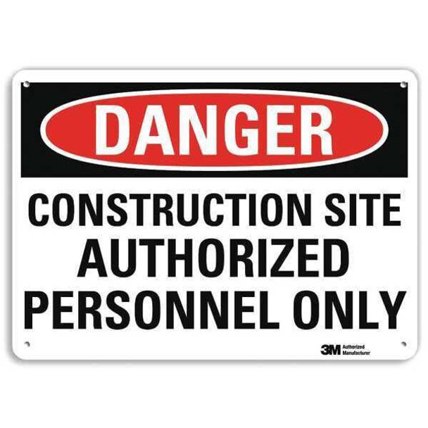 Danger Sign, 10 in Height, 14 in Width, Aluminum, Vertical Rectangle, English