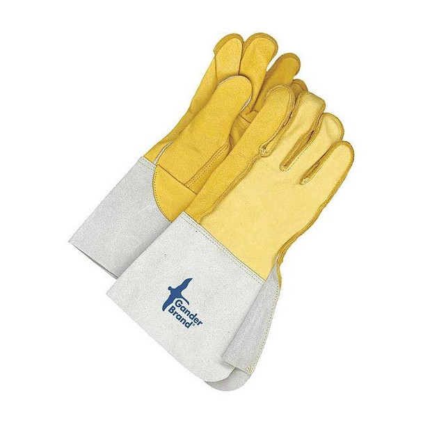 Welding Gloves, Gauntlet w/Gore Cuff, Straight Thumb, Gold/Gray, 8 1/2, 1 PR