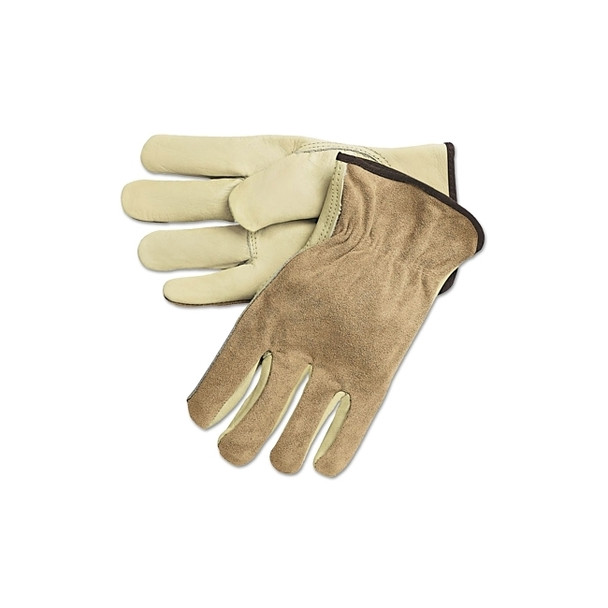 Unlined Drivers Gloves, Cow Grain Leather, XX-Large, Keystone Thumb, Beige/Brown