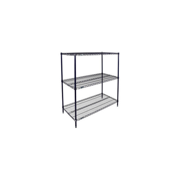 Nexel 3 Shelf Nexelon Blue Wire Shelving Unit Starter 36""W x 21""D x 54""H