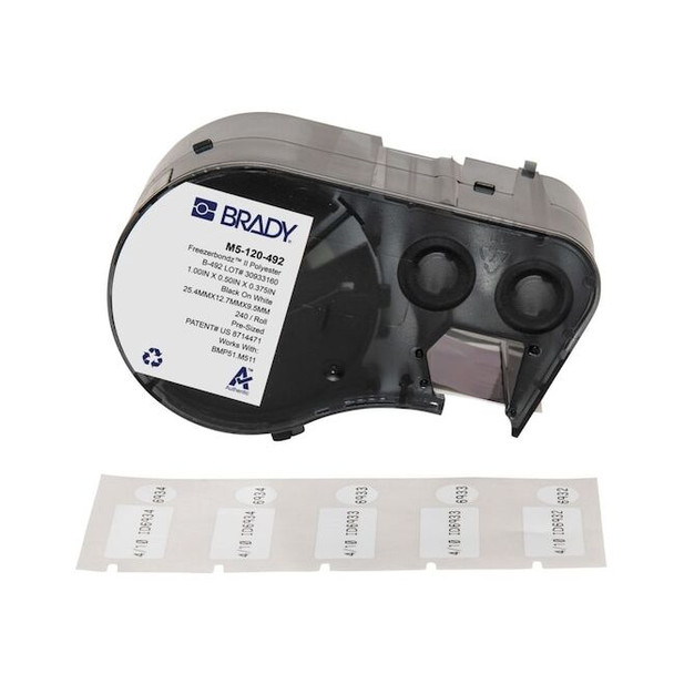 Brady Label/Ribbon Cartridge, White, Matte, 1 in W M5-120-492