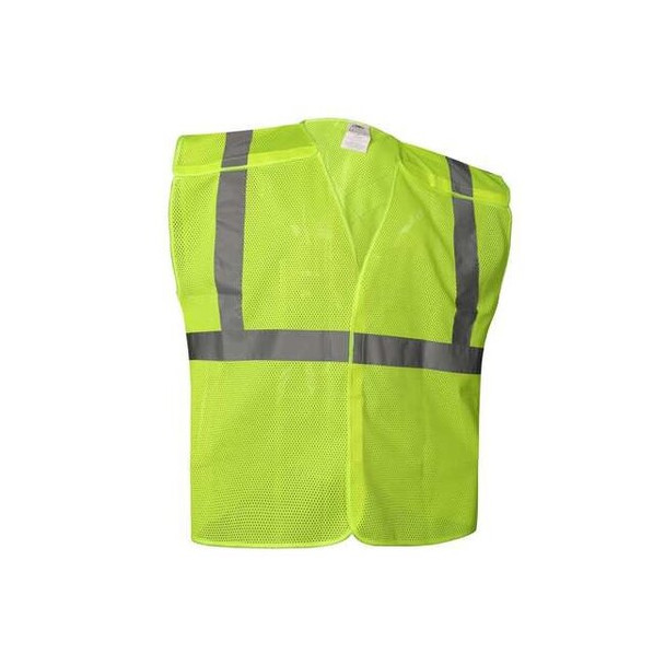 Hi-Vis Safety Vest, L, Class 2, X Back, Hook and Loop, 0 Pockets, No Mic Tab