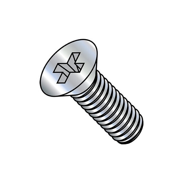 #10-32 x 7/8 in Phillips Flat Machine Screw, Zinc Plated Steel, 6000 PK