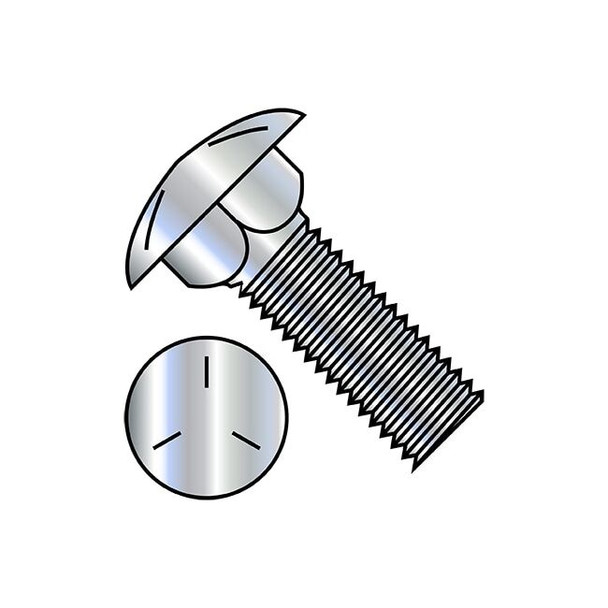 Carriage Bolt, Square Neck, Steel, Zinc Plated, 150 PK