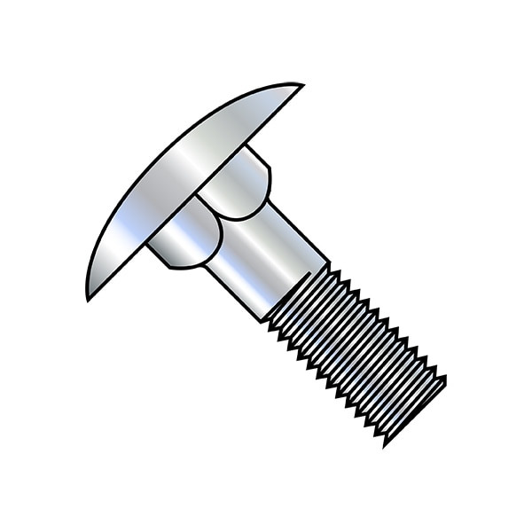 Step Bolt, 1/4"-20 Thrd Sz, 1-1/2 in L, Steel, Zinc Plated Finish, 400 PK