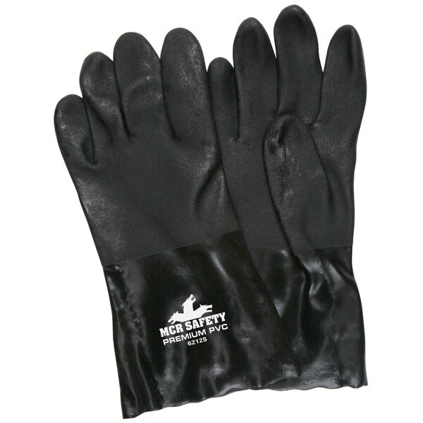 Mcr Safety Chemical Resistant Gloves, PVC, 12 in L, Black, L, 12 PK 6212S