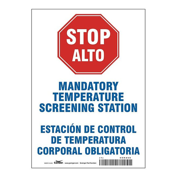 Bilingual Temperature Screening Sign, HWB770P1410