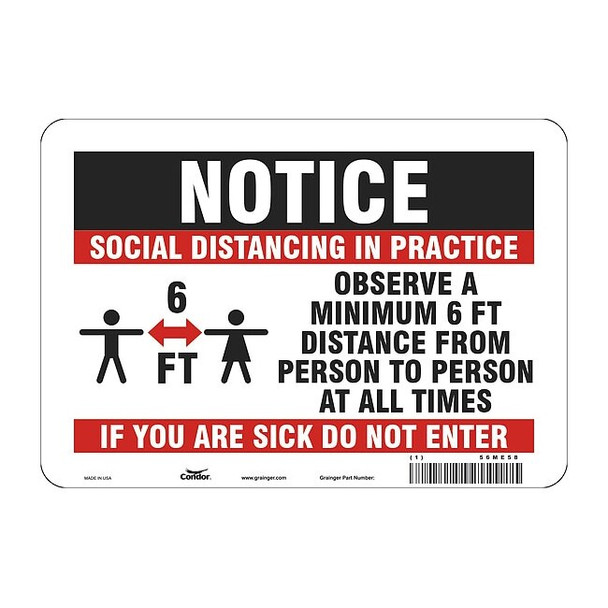 Hygiene Sign, 7" W x 7" H, English, Polystyrene, Red, White