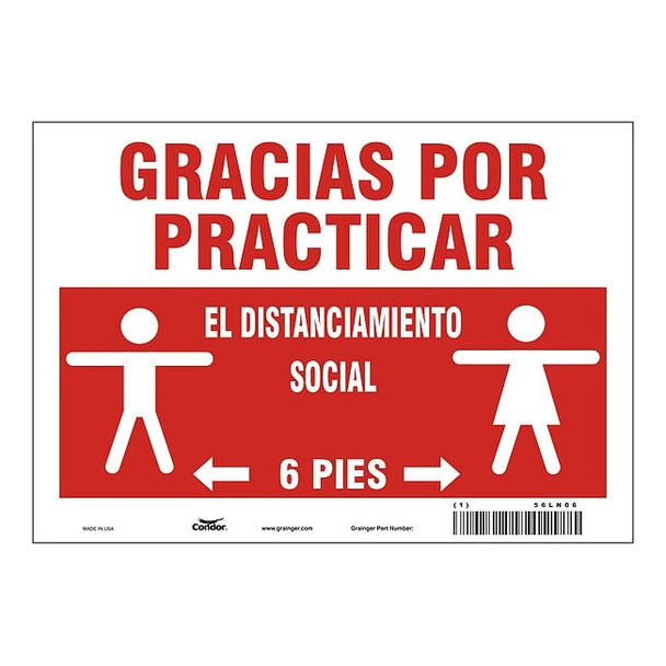 Covid 19 Sign 7X10, Spanish Practice Soc, 7 in Height, 10 in Width, Spanish