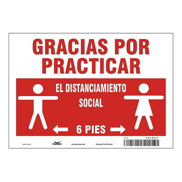 Covid 19 Sign 7X10, Spanish Practice Soc, 7 in Height, 10 in Width, Spanish