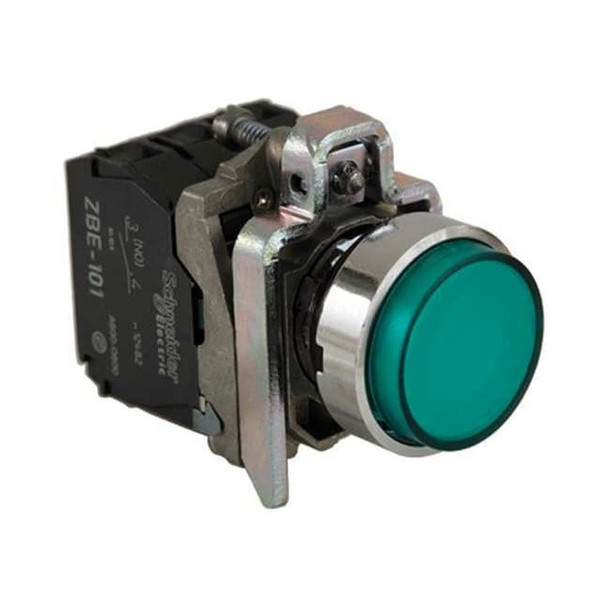 Schneider Electric Illuminated Push Button, 22 mm, 1NO/1NC, Green XB4BW13G5