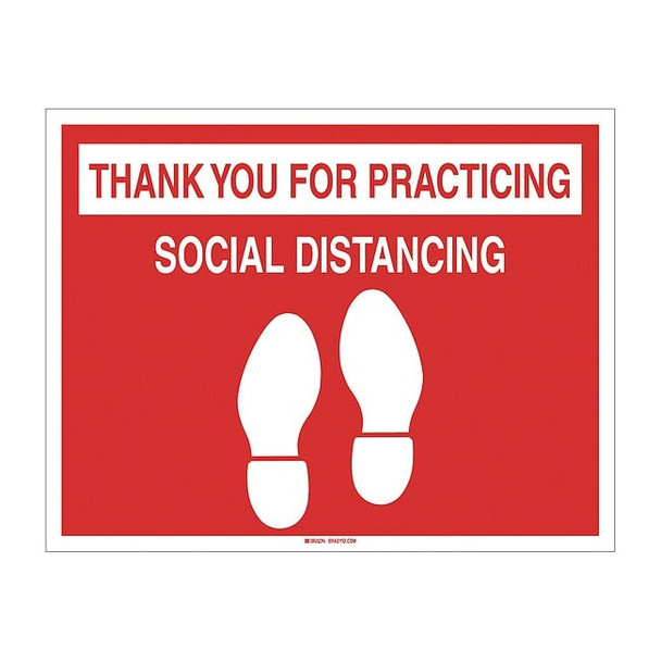 Social Distancing Floor Sign, 14 in H, 18 in W, Vinyl, English, 170260