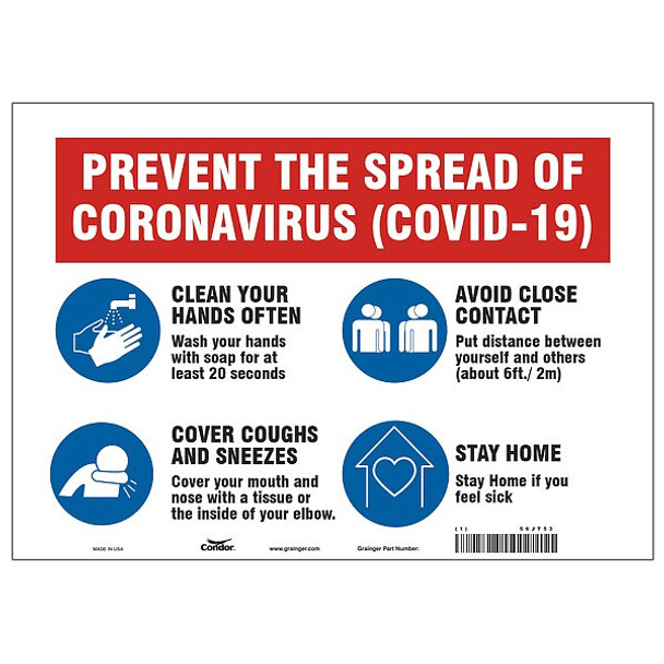 Condor Prevent The Spread Of Coronavirus Sign, HWB716P1014 HWB716P1014