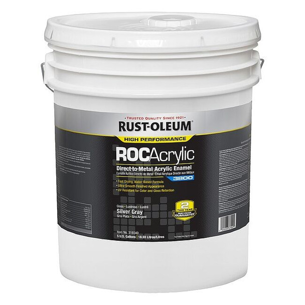 Rust-Oleum Acrylic Enamel Coating,Silver Gray,5 gal 316540