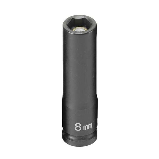 1/4" Drive, 8mm Size, Metric Socket, 6 Points, 8mm,1/4"D,Impact,Mag 6pt.,D