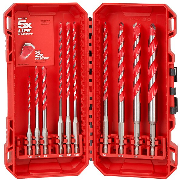 10 pc. SHOCKWAVE Impact Duty Carbide Hammer Drill Bit Set