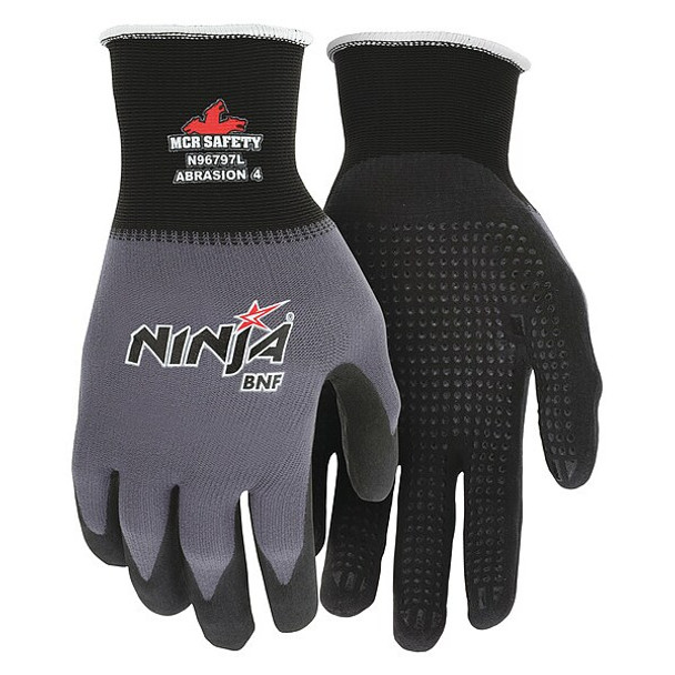 Mcr Safety PR,Coated Gloves,Palm/Fingers,L, N96797L