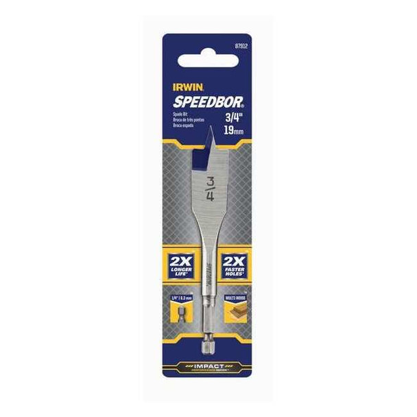 Irwin Spade Blade Drill,3/4in,Carbon Steel 87912