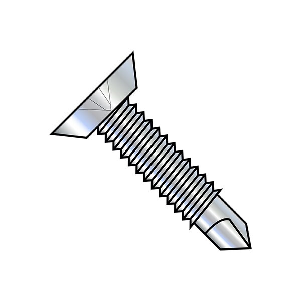 #10-24 x 3/4 in Phillips Flat Machine Screw, Zinc Plated Steel, 4000 PK