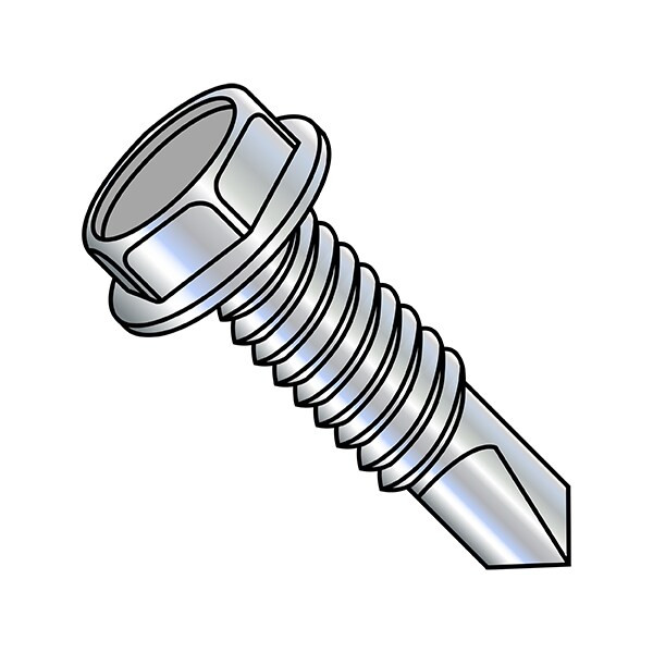 #10-24 x 1 in Hex Hex Machine Screw, Zinc Plated Steel, 5000 PK
