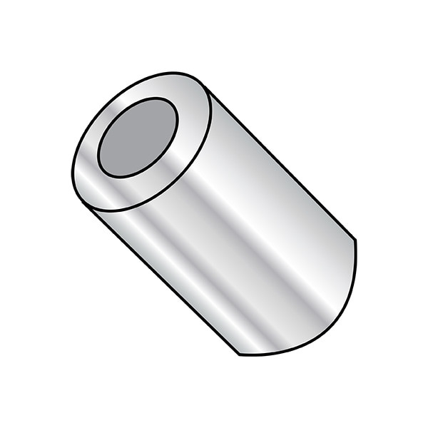 Round Spacer, Plain Aluminum, 13/16 in Overall Lg, #10 Inside Dia, 1000 PK