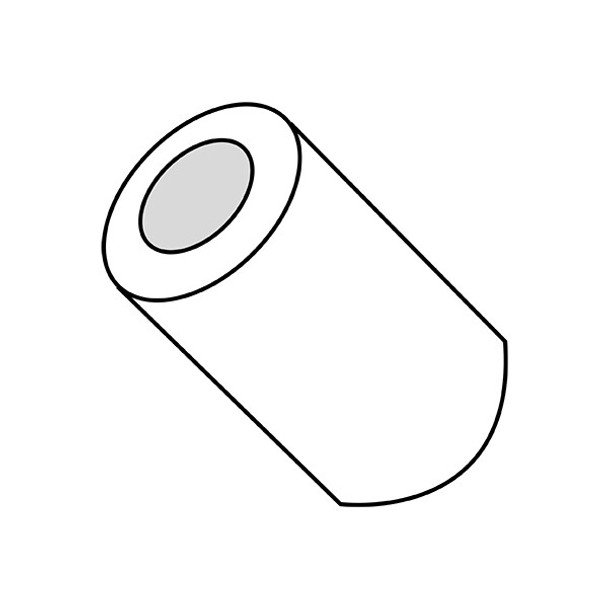 Round Spacer, #6 Screw Size, Nylon, 11/16 in Overall Lg, 1000 PK