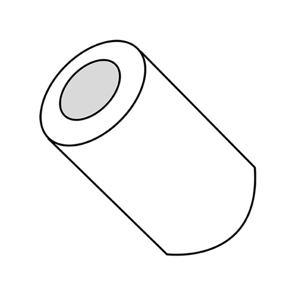 Round Spacer, #2 Screw Size, Nylon, 11/16 in Overall Lg, 1000 PK