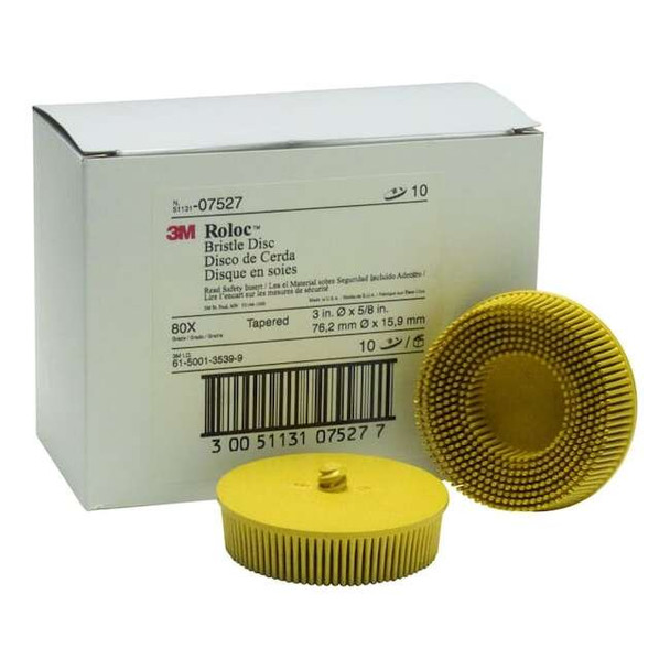 3m Scotch-Brite Roloc Bristle Discs 80 Grit Medium Yellow,3" MMM7527