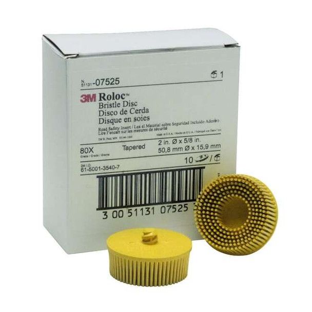 3m Scotch-Brite Roloc Bristle Discs 80 Grit Medium Yellow,2" MMM7525