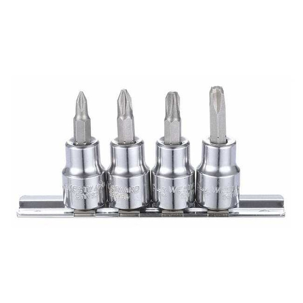 Westward 3/8" Drive Socket Bit Set, SAE, 4 pcs 54TN84