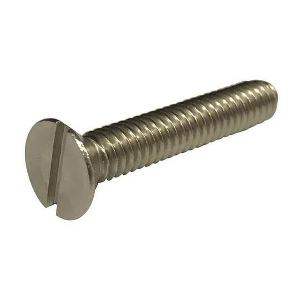 #10-32 x 1-1/2 in Slotted Flat Machine Screw, Plain 18-8 Stainless Steel, 100 PK