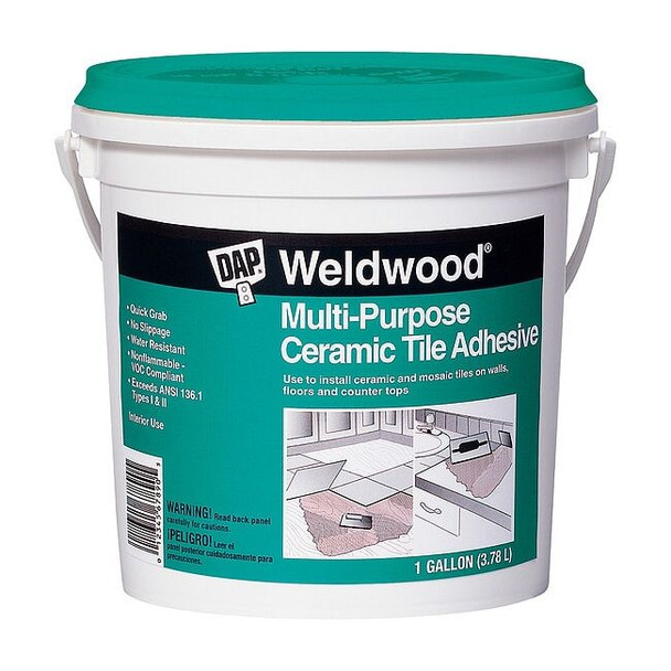 Tile Adhesive, Multi-Purpose Ceramic Tile Series, Light Beige, 1 gal, Pail