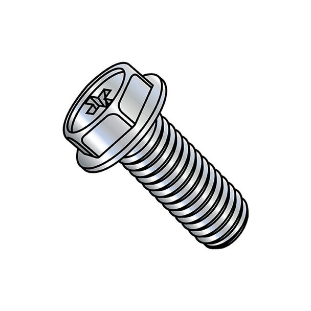 #10-24 x 3/8 in Phillips Hex Machine Screw, Zinc Plated Steel, 7000 PK