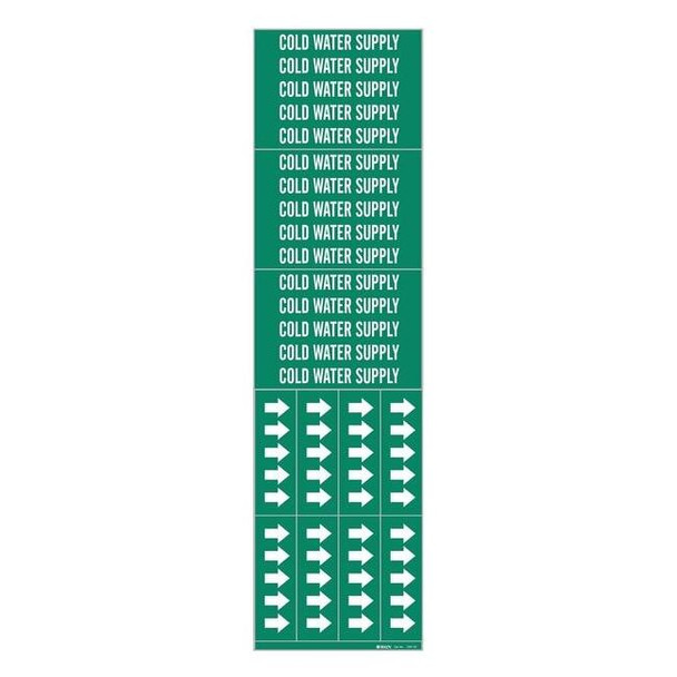 Brady Pipe Marker,Cold Water Supplto 3/4 In 7057-3C