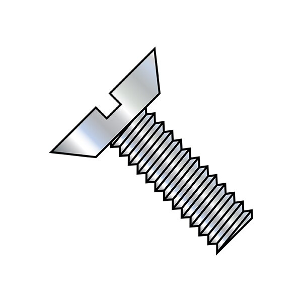 #4-40 x 1/4 in Slotted Flat Machine Screw, Zinc Plated Steel, 10000 PK